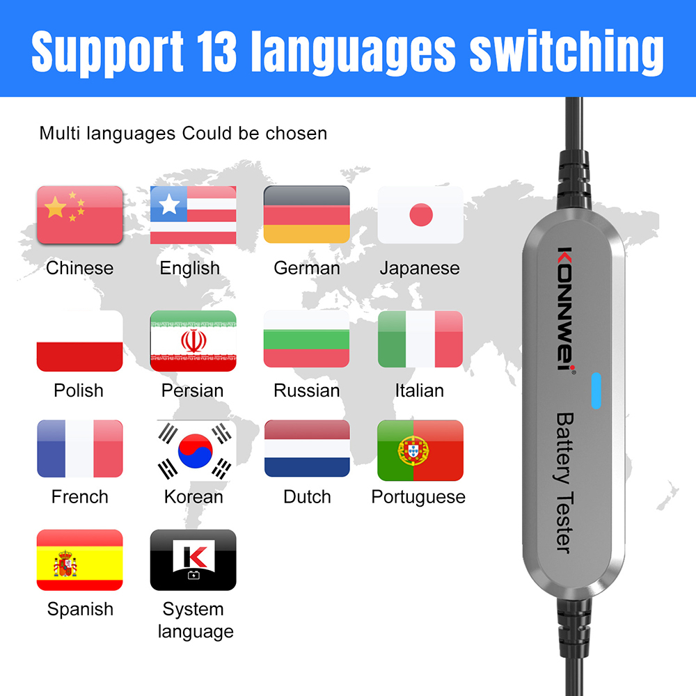 Thiết Bị Kiểm Tra Tải Ắc Quy Xe Hơi KONNWEI BK100 12V BT Cho IOS / Android 6V 12V for Toyota
