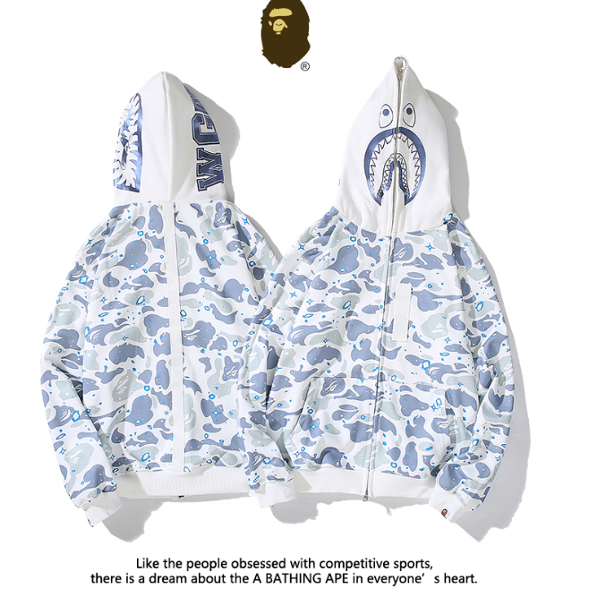 Áo Hoodie Bape Phối Khóa Kéo In Họa Tiết Thời Trang Cho Nam Nữ