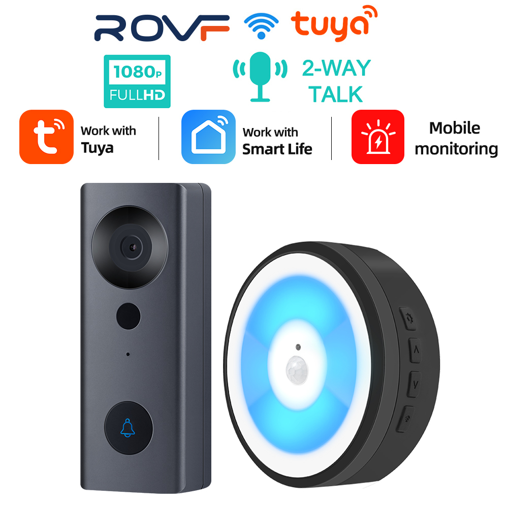 Chuông Cửa Thông Minh ROVF WiFi Không Dây 58 Chuông IP55 Chống Thấm Nước 1080 HP