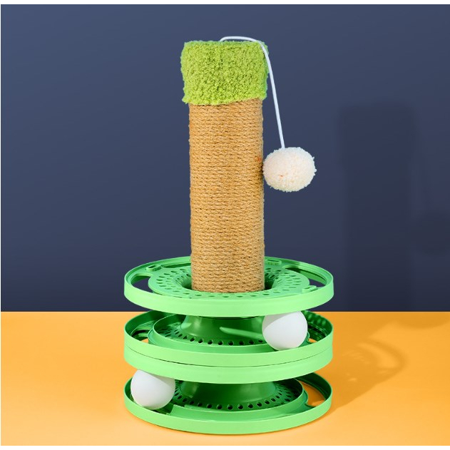 Elsabell Bóng đồ chơi tương tác cho mèo Ba lớp Tháp bi xoay Bàn Đường tròn với bóng di chuyển