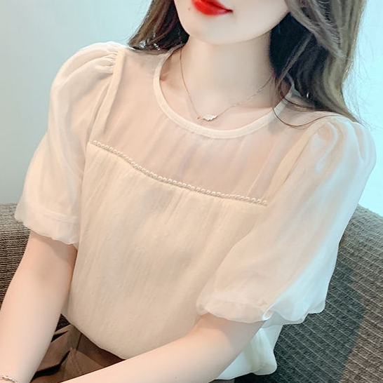 【BST mới hè 2023】Áo sơ mi nữ ren hoa cổ tròn tinh tế, phù hợp với mọi phong cách. Thiết kế tay ngắn nhẹ nhàng, mang đến phong cách thời trang trẻ trung, giúp bạn trở thành tâm điểm thu hút mọi ánh nhìn!