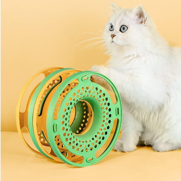 Elsabell Bóng đồ chơi tương tác cho mèo Ba lớp Tháp bi xoay Bàn Đường tròn với bóng di chuyển