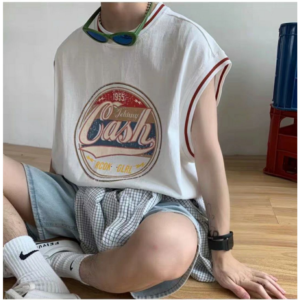 Áo Thun Sát Nách Form Rộng Phong Cách Thể Thao Cho Nam