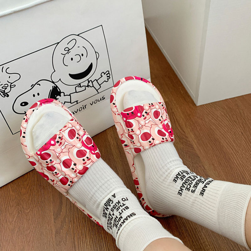 Dép Sandal Đế Bằng Chống Trượt Họa Tiết Hoạt Hình Phong Cách Hàn Quốc Cho Nữ