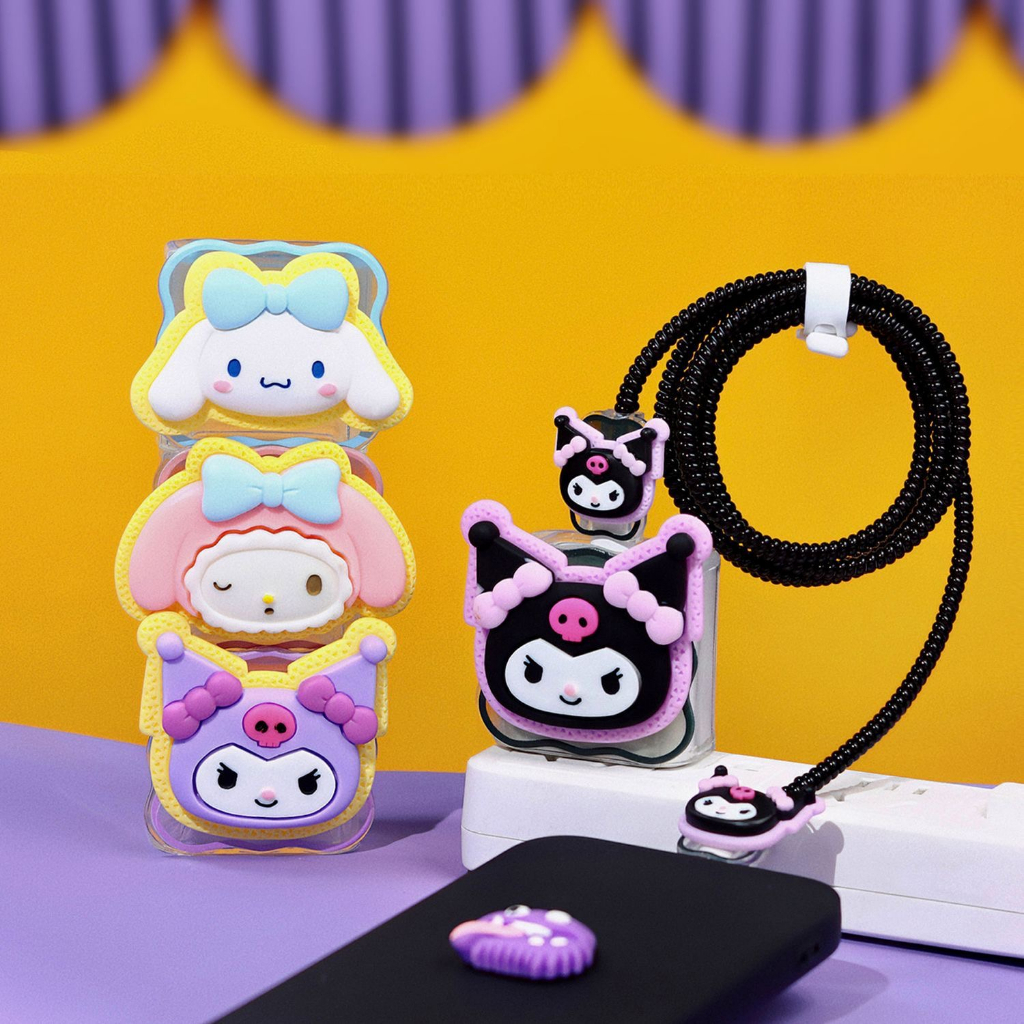 SANRIO Vỏ Bọc Bảo Vệ Dây Cáp Sạc Bằng PVC Hình Hello Kitty Cinnamoroll Kuromi Melody Dễ Thương