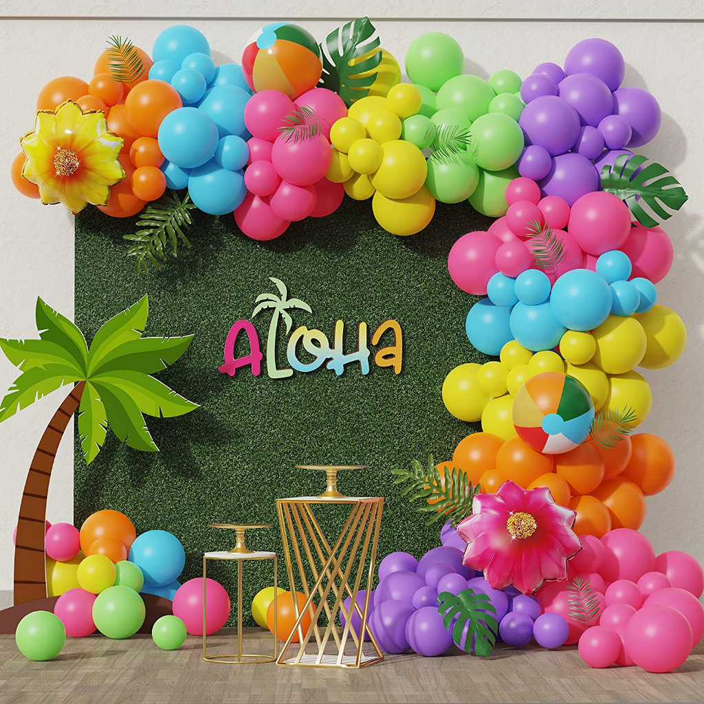 Bong Bóng Nhiệt Đới Vòng Hoa Màu Hồng Cam Hồng Cầu Vồng Cho Tiệc Sinh Nhật fiesta
