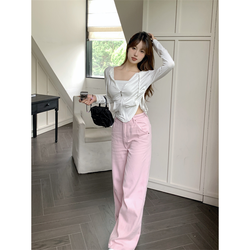 Áo Khoác cardigan Có Nón Chống Nắng Rút Dây Dáng Ôm Màu Trắng Kiểu Đơn Giản Cho Bạn Gái