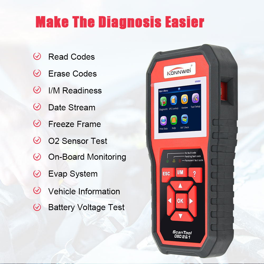 Thiết Bị Quét Chẩn Đoán Lỗi Ô Tô OBD2 / EOBD KONNWEI KW850 OBD 2