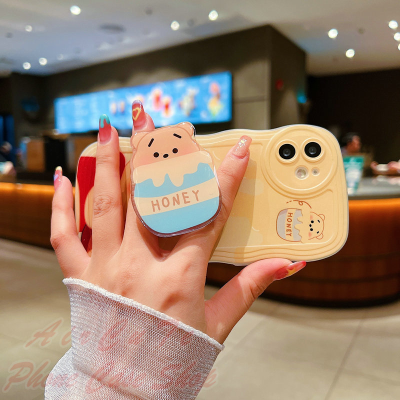 Ốp lưng OPPO F11 Pro F9 F7 F5 F1s Reno 10 8 8T 8Z 7 7Z 5 4 4G 5G Reno10 Reno8 T Z Reno8T Reno8Z Reno7 Reno7Z Realme 5 5i 5S C55 C53 C51 C35 C33 C30 C30S C25Y C21Y C15 C11 C2 2020 2021 Wave Frame Cartoon Bear Popsocket Soft Case