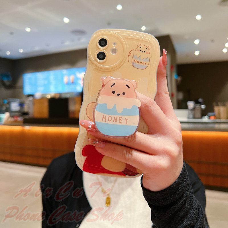 Ốp lưng OPPO F11 Pro F9 F7 F5 F1s Reno 10 8 8T 8Z 7 7Z 5 4 4G 5G Reno10 Reno8 T Z Reno8T Reno8Z Reno7 Reno7Z Realme 5 5i 5S C55 C53 C51 C35 C33 C30 C30S C25Y C21Y C15 C11 C2 2020 2021 Wave Frame Cartoon Bear Popsocket Soft Case