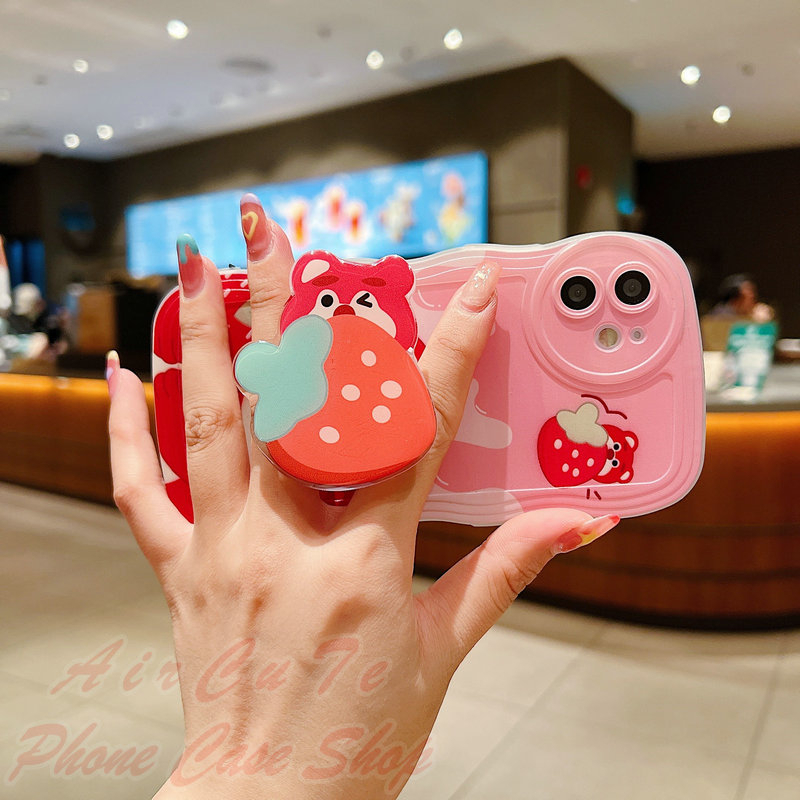 Ốp lưng OPPO F11 Pro F9 F7 F5 F1s Reno 10 8 8T 8Z 7 7Z 5 4 4G 5G Reno10 Reno8 T Z Reno8T Reno8Z Reno7 Reno7Z Realme 5 5i 5S C55 C53 C51 C35 C33 C30 C30S C25Y C21Y C15 C11 C2 2020 2021 Wave Frame Cartoon Bear Popsocket Soft Case