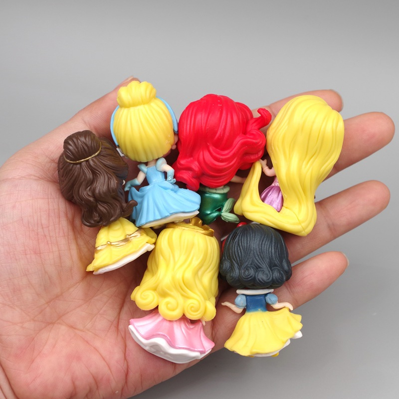 Bộ 6 Mô Hình Công Chúa Disney Bạch Tuyết Ariel Bella Aurora Alice Rối Rapunzel Bằng PVC Trang Trí Bánh Kem