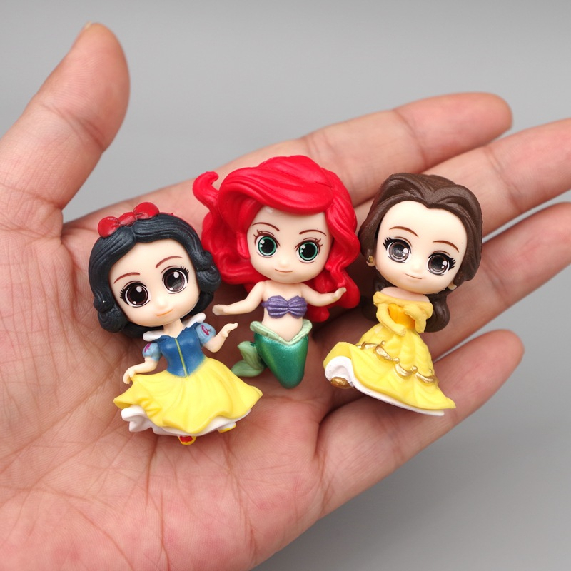 Bộ 6 Mô Hình Công Chúa Disney Bạch Tuyết Ariel Bella Aurora Alice Rối Rapunzel Bằng PVC Trang Trí Bánh Kem