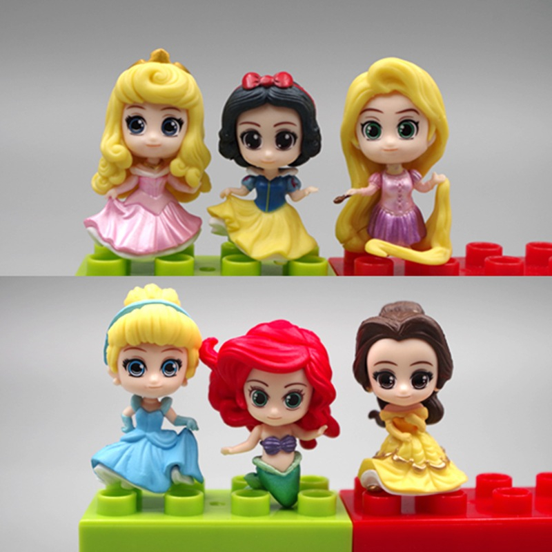 Bộ 6 Mô Hình Công Chúa Disney Bạch Tuyết Ariel Bella Aurora Alice Rối Rapunzel Bằng PVC Trang Trí Bánh Kem