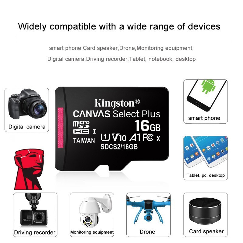 KINGSTON Thẻ Nhớ Micro Sd Class 10 120MB / s 64G / 256GB / 128GB / 512GB TF Cho CCTV Dashcam #5