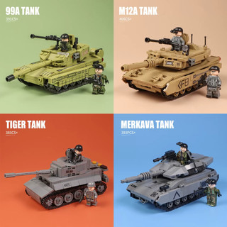 Bộ Đồ Chơi Lắp Ráp Xe Tăng Quân Đội WW2 99A/M1A2/Merkava Cho Bé