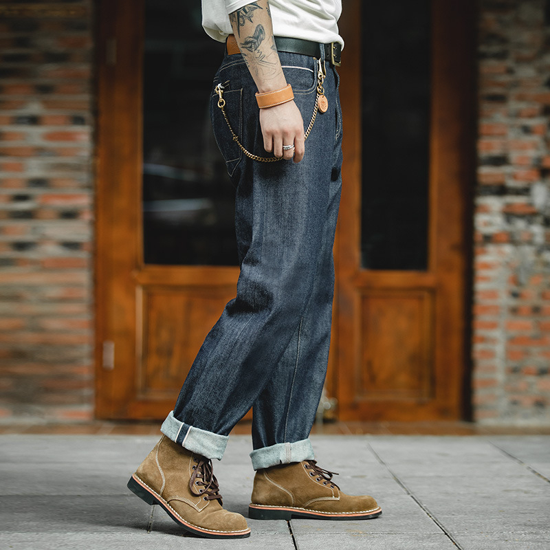Quần Jean Bò Đỏ Chính Hãng 13.oz Chính Hãng Dáng Suông Tai Bò