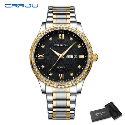 Đồng Hồ Quartz CRRJU Chất Liệu Thép Không Gỉ Chống Thấm Nước 5016
