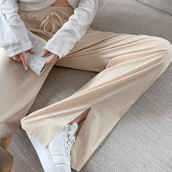 Quần Dài Dáng Rộng Chất Lụa Mỏng Phong Cách Hàn Quốc Thời Trang Mùa Hè Cho Nữ