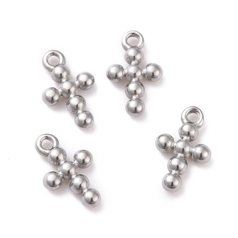 Set 5-100 Mặt Vòng cổ Hình Thánh Giá Bằng Thép Không Gỉ 304 Màu Vàng