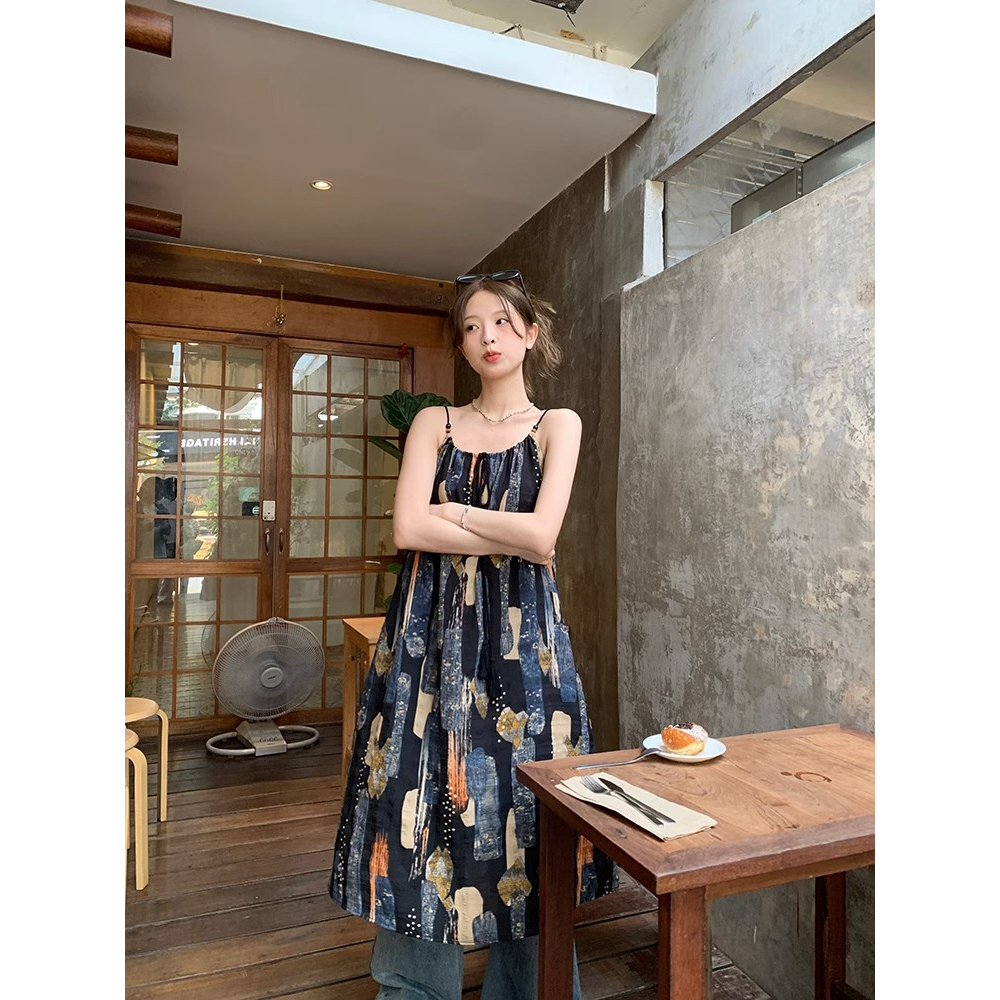 Đầm Hai Dây Dáng Rộng In Họa Tiết Hoa Phong Cách Cổ Điển Thời Trang Mùa Hè Xinh Xắn Cho Nữ