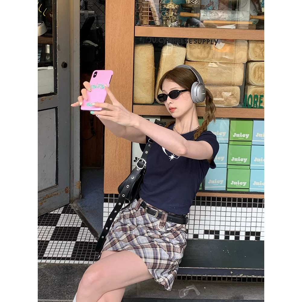 Áo Thun Ngắn Tay Dáng Ôm In Họa Tiết Đơn Giản Thời Trang Mùa Hè Cho Nữ