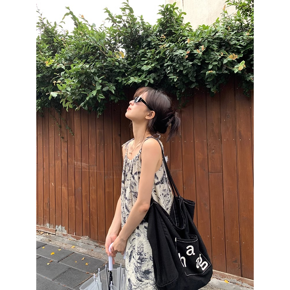 Đầm Hai Dây Dáng Dài Họa Tiết Hoa Thời Trang Mùa Hè Phong Cách Retro Cho Nữ