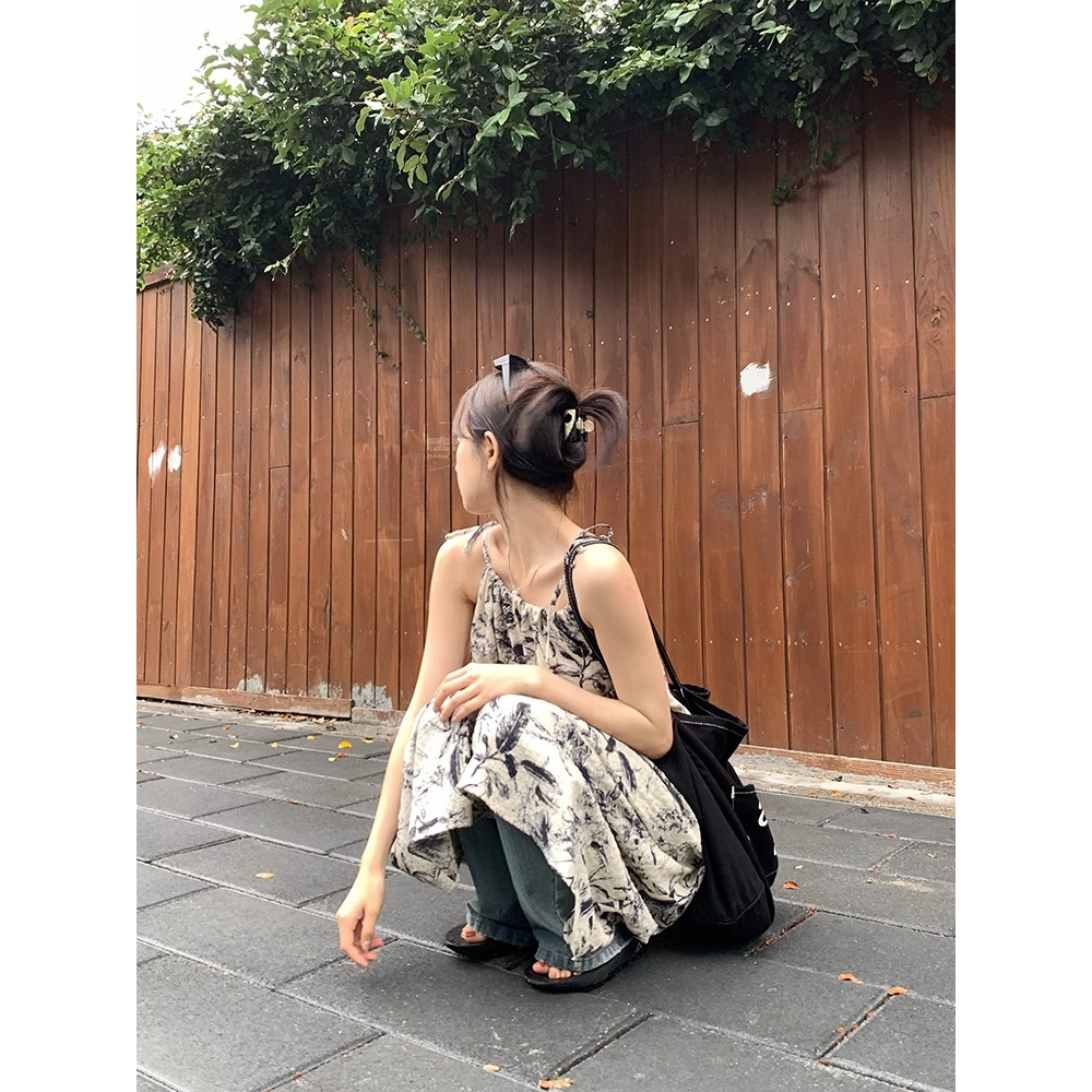 Đầm Hai Dây Dáng Dài Họa Tiết Hoa Thời Trang Mùa Hè Phong Cách Retro Cho Nữ