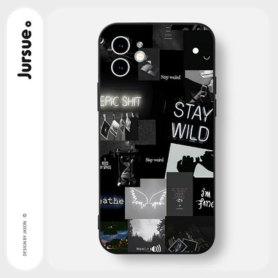 Ốp lưng JURSUE mềm chống bẩn hình độc lạ ngầu đen Cho iPhone 17 16 15 14 13 12 11 Pro Max SE 2020 X XR XS ip 8 7 Plus Y3569