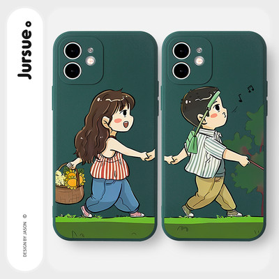 Ốp lưng JURSUE hoạt hình cặp đôi dễ thương đẹp cho iPhone 17 Air 16 15 14 13 12 11 Pro Max SE 2020 X XR XS ip 8 7 Plus kute Y3546