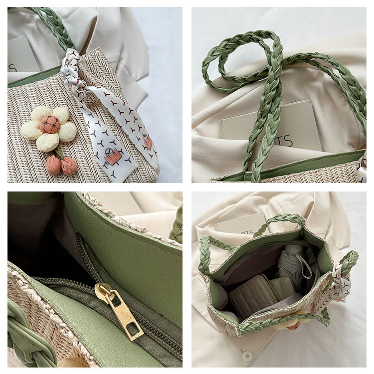 Túi Xách Đan Rơm Đeo Vai Sức Chứa Lớn Phong Cách Mới Dễ Phối Đồ Cho Nữ