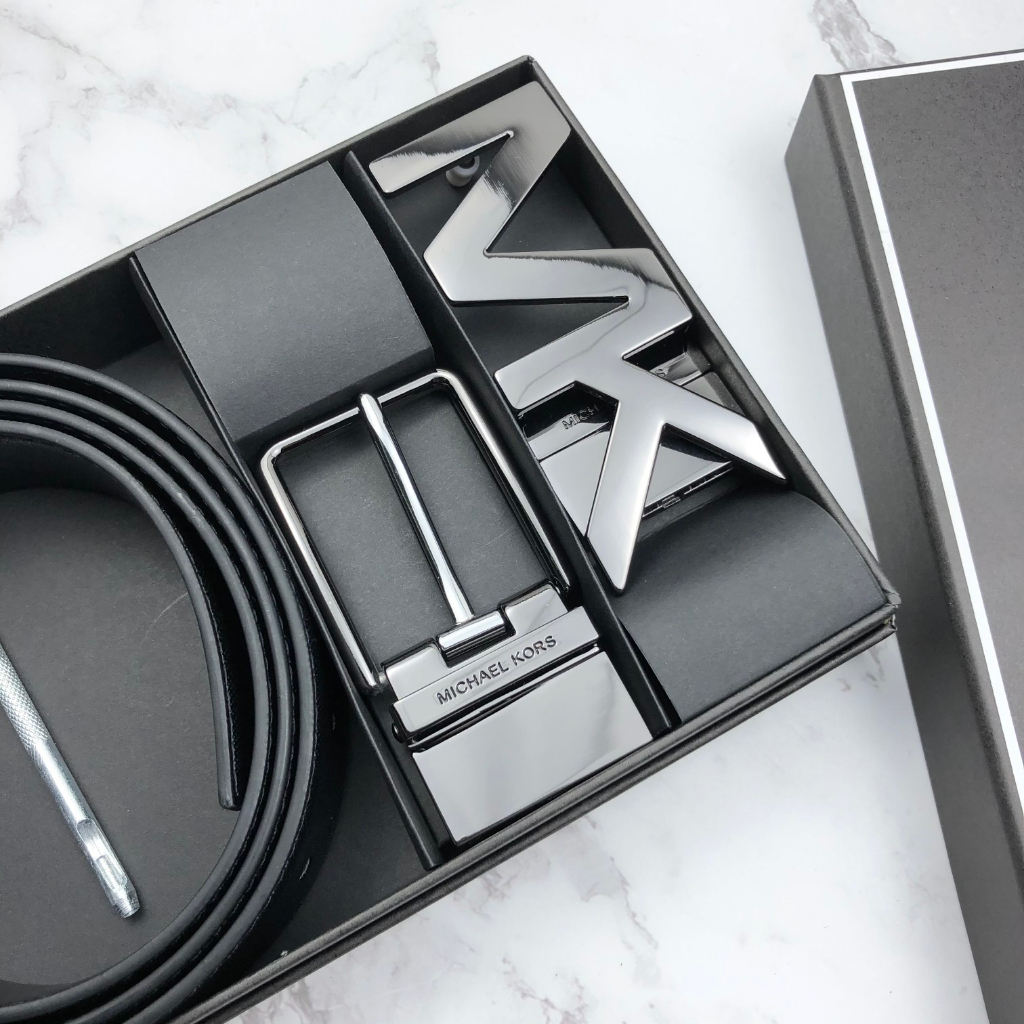 MICHAEL KORS Thắt Lưng Da Màu Đen Đục Lỗ 120cm Có Hộp Đựng Cho Nam