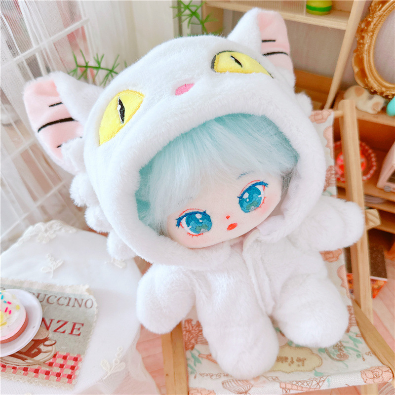 Áo Liền Quần Trắng Đen Hình Mèo Hoạt Hình 20cm Cho Búp Bê Taeyeon Jackson Xiao Zhan Yibo Jimin V SUGA