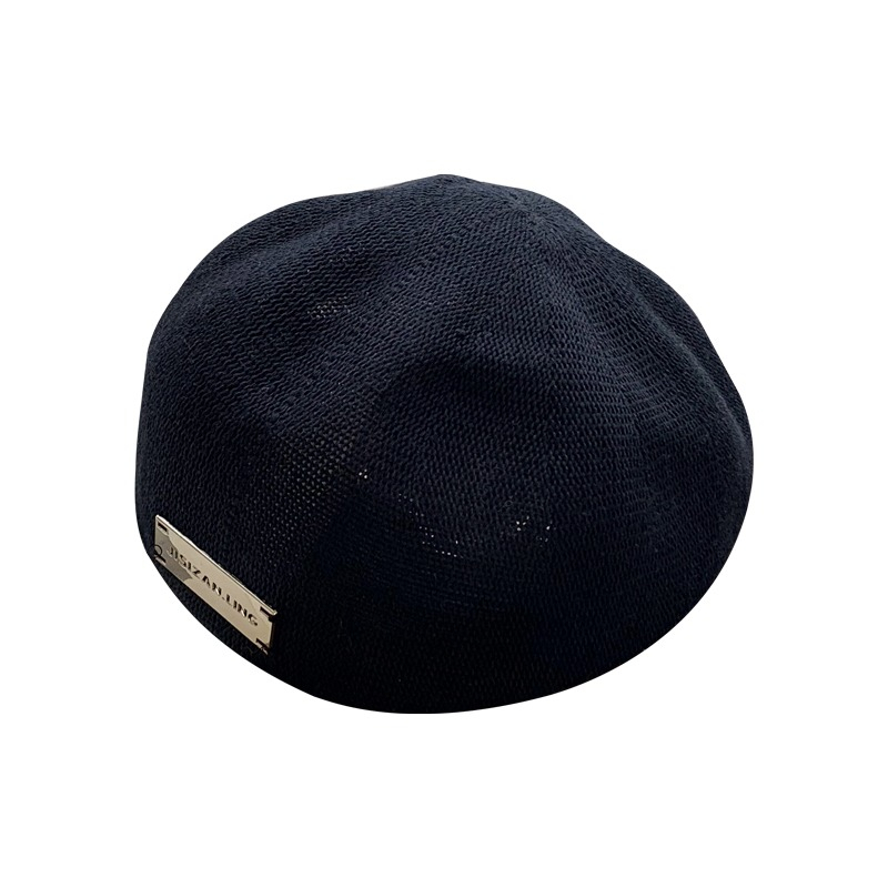 Mũ Beret Màu Đen Nhãn Dán Kim Loại Thoáng Khí Thời Trang Xuân Hè Dành Cho Nữ