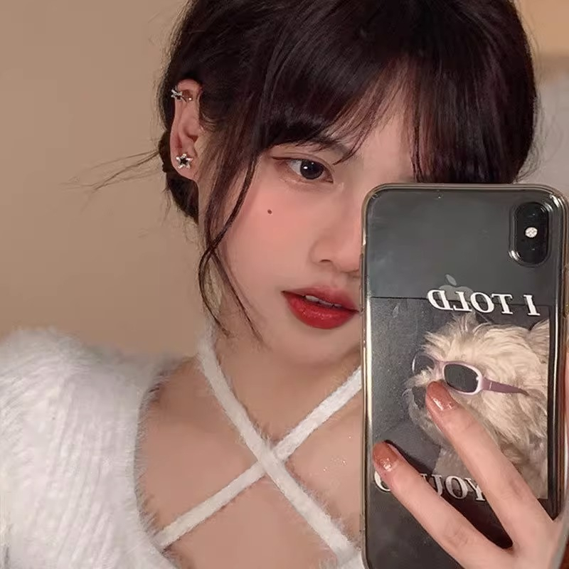 Bông Tai Y2K Đính Đá Zircon Ngôi Sao Bất Đối Xứng Phong Cách Hàn Quốc Thời Trang Cho Nữ