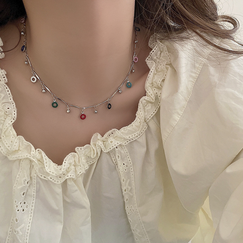 Vòng Cổ Tua Rua Hình Bánh donut Nhiều Màu Sắc Phong Cách Hàn Quốc Thời Trang Mùa Hè Cho Học Sinh Y2K