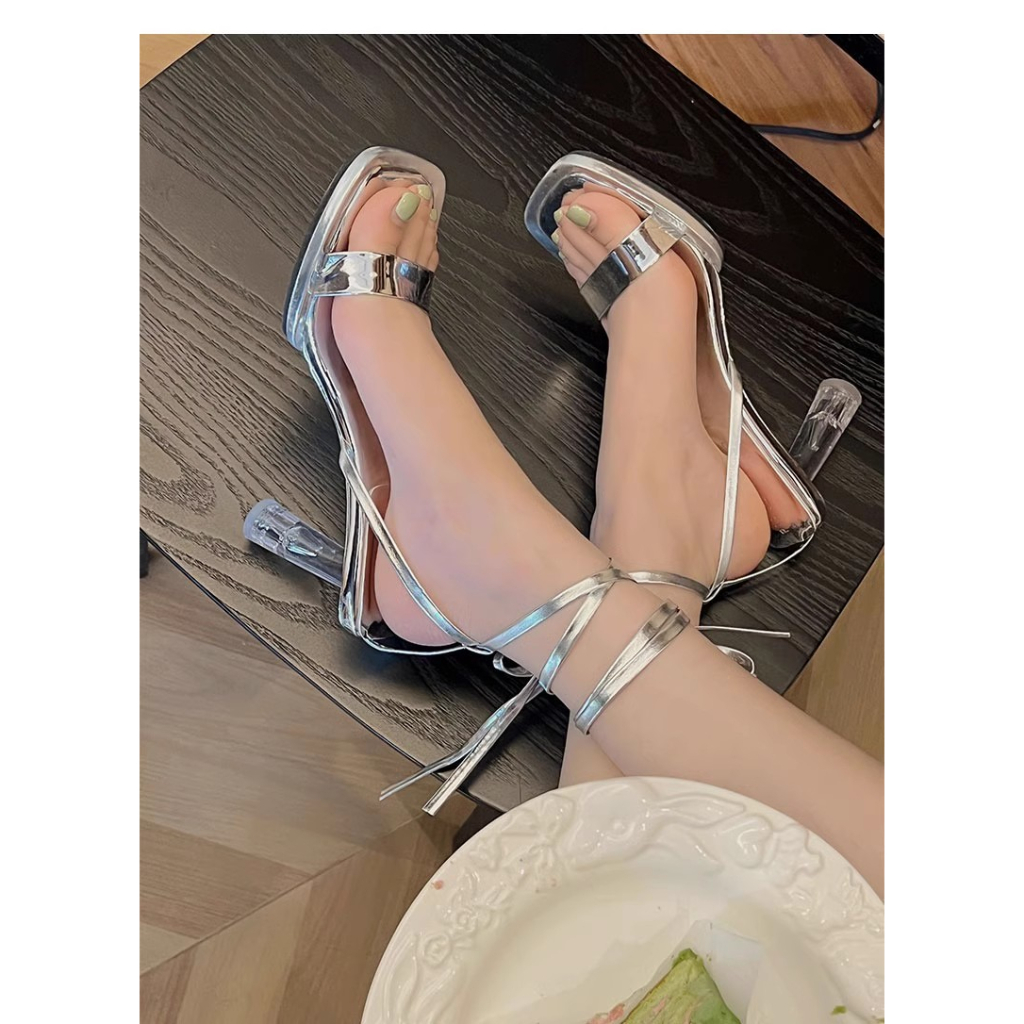Sandal Cao Gót Thắt Dây Thiết Kế Mới Thời Trang Mùa Hè 2023 Dành Cho Nữ