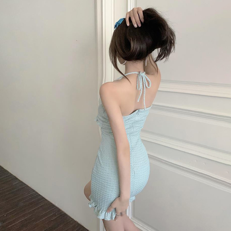 Đầm Ngắn Không Tay Hở Lưng Ôm Dáng Phong Cách Ngọt Ngào Cho Nữ