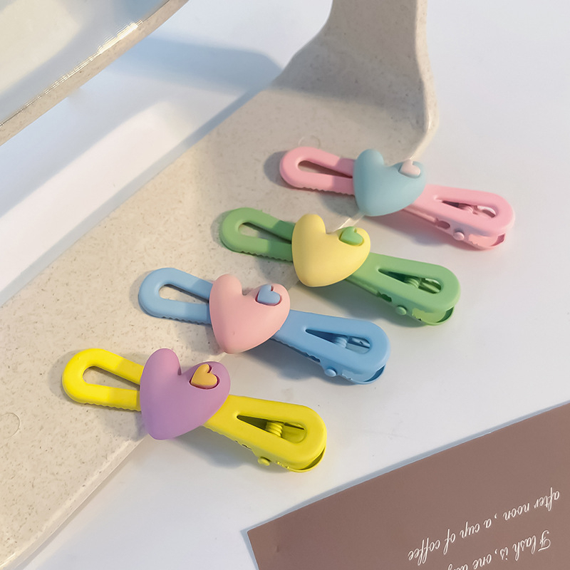 Kẹp Tóc Màu Kẹo Hình Trái Tim Dễ Thương Phong Cách Hàn Quốc Cho Nữ