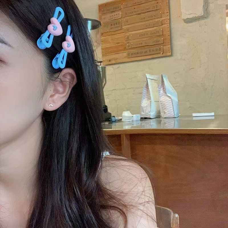 Kẹp Tóc Màu Kẹo Hình Trái Tim Dễ Thương Phong Cách Hàn Quốc Cho Nữ