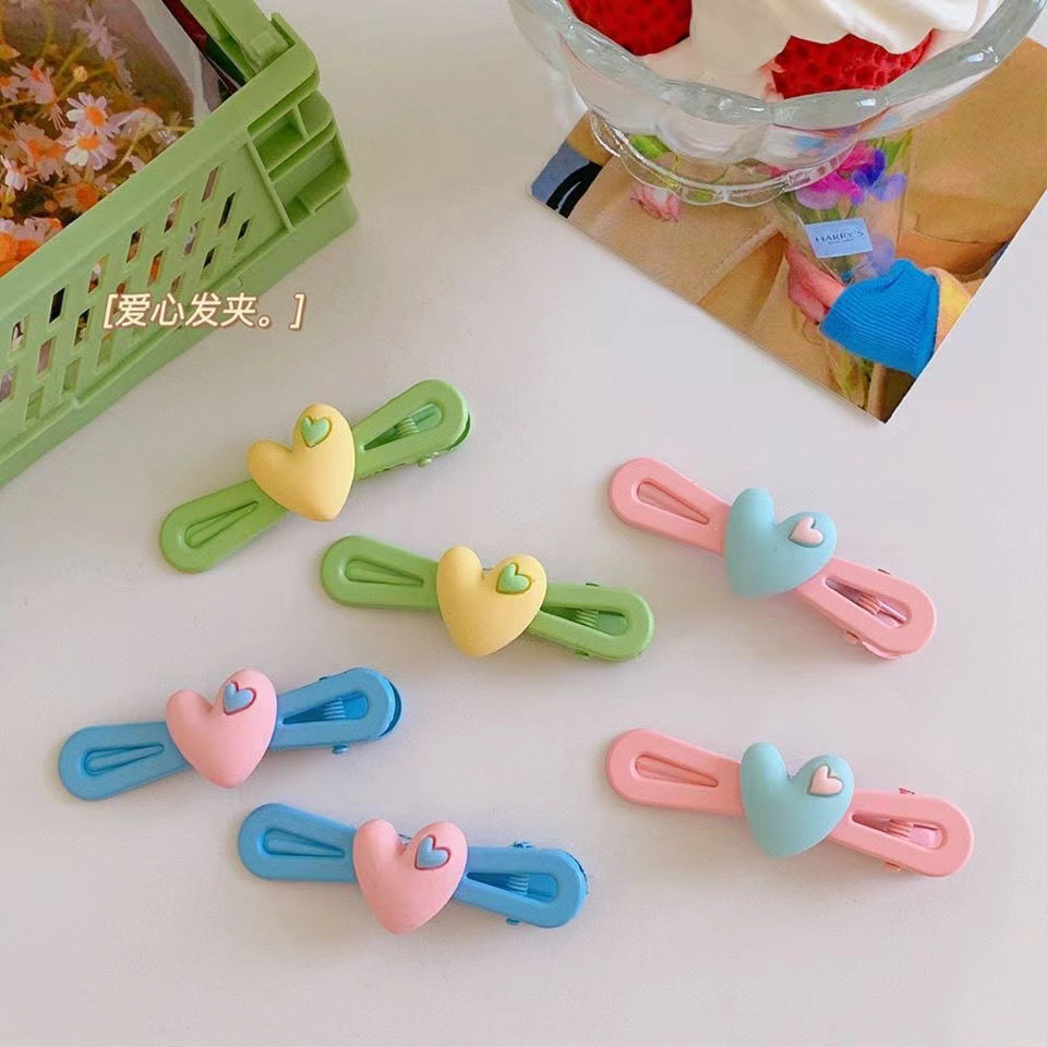 Kẹp Tóc Màu Kẹo Hình Trái Tim Dễ Thương Phong Cách Hàn Quốc Cho Nữ