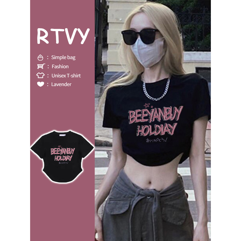 Áo Thun crop Top y2k Tay Ngắn In Họa Tiết Phong Cách Hàn Quốc Quyến Rũ Cho Nữ