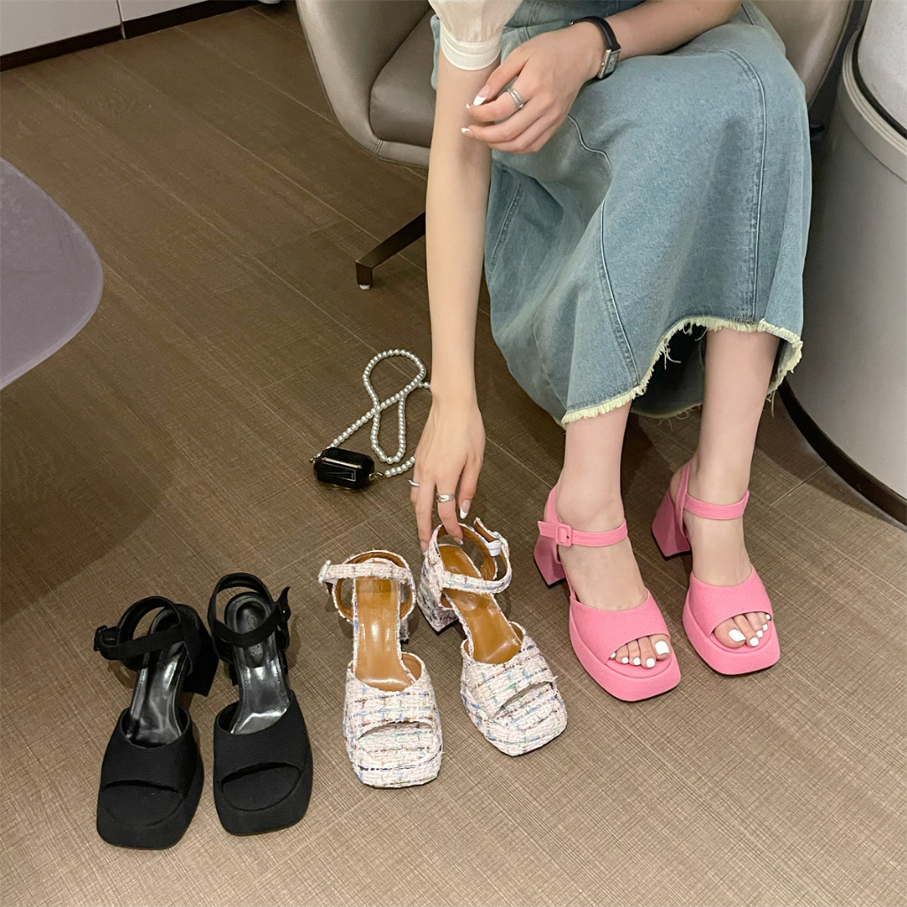 Giày Cao Gót 3.15 Inch Mũi Vuông Size Lớn 35-40 Thời Trang Dành Cho Nữ