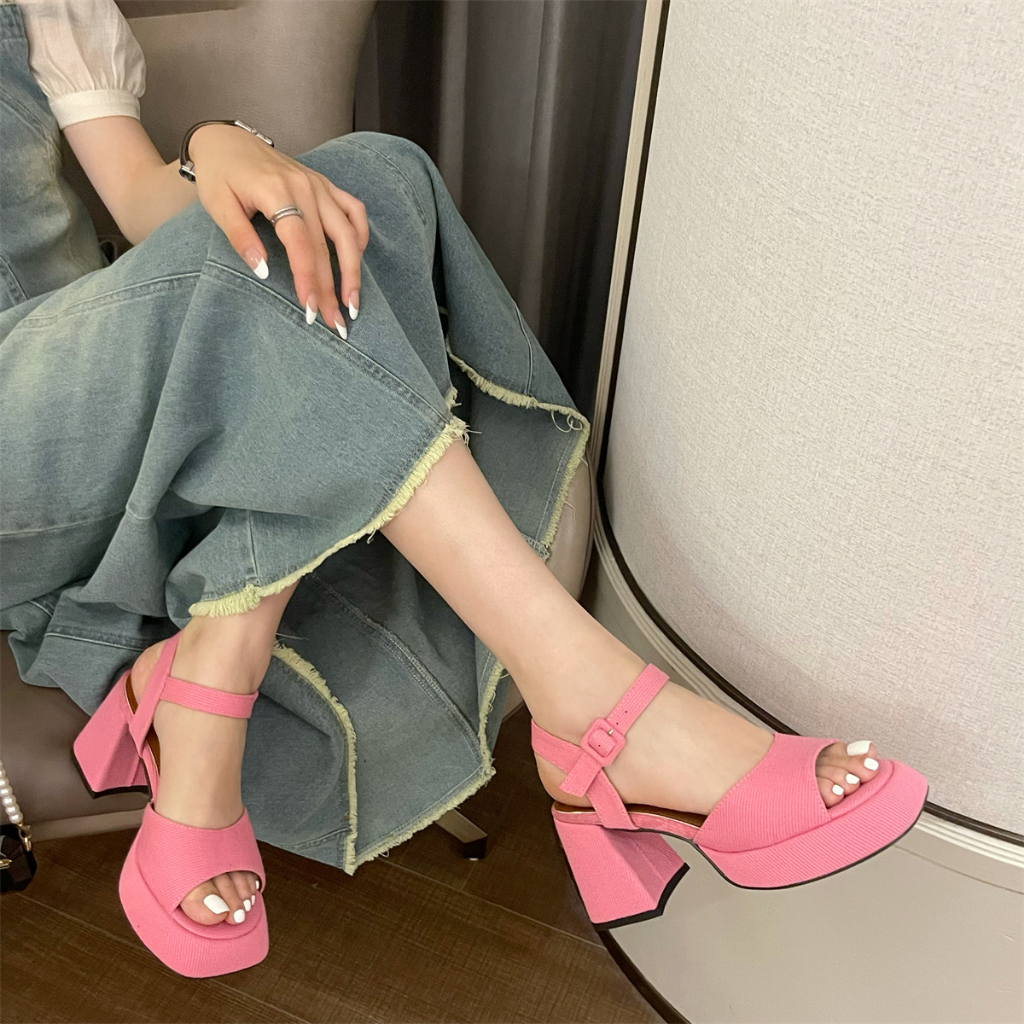 Giày Cao Gót 3.15 Inch Mũi Vuông Size Lớn 35-40 Thời Trang Dành Cho Nữ