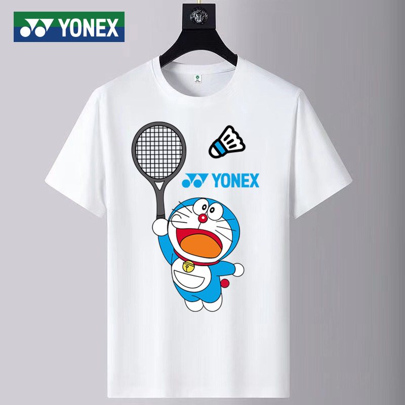 Áo Thun Thể Thao Cầu Lông Tay Ngắn In Hình Doraemon Chất Liệu Nhanh Khô Dành Cho Nam Và Nữ