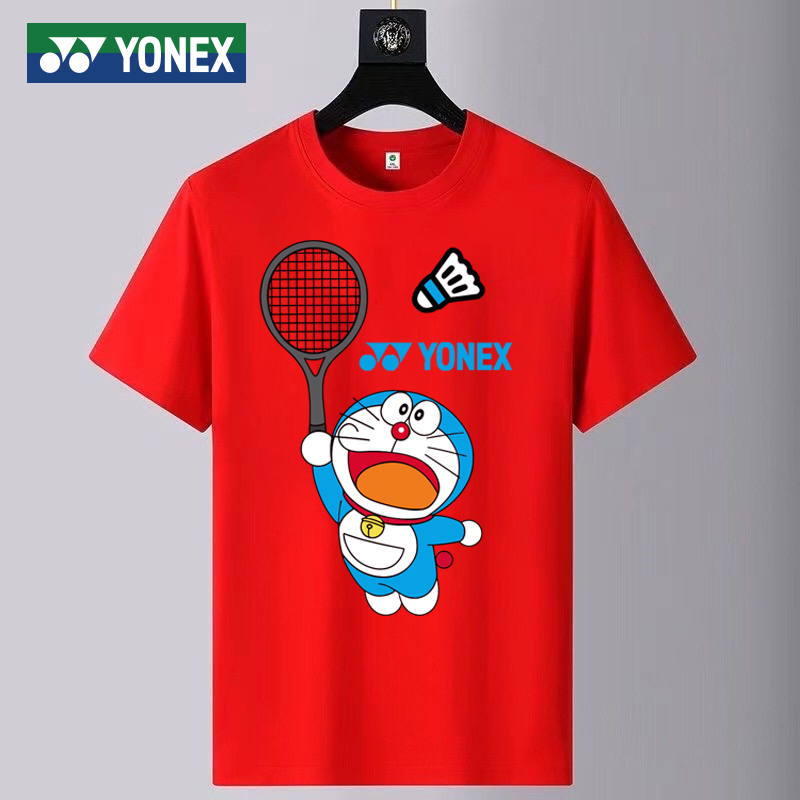 Áo Thun Thể Thao Cầu Lông Tay Ngắn In Hình Doraemon Chất Liệu Nhanh Khô Dành Cho Nam Và Nữ