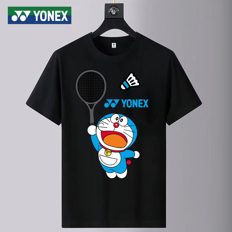Áo Thun Thể Thao Cầu Lông Tay Ngắn In Hình Doraemon Chất Liệu Nhanh Khô Dành Cho Nam Và Nữ