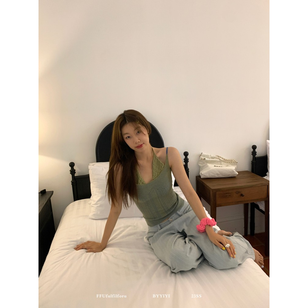 QADCOL Áo Thun Giả Hai Dây Màu Tương Phản Phong Cách Mới Mùa Hè Độc Đáo Cho Nữ