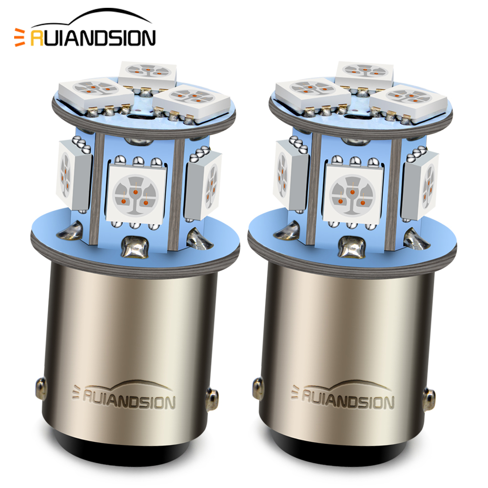 2 Chiếc Ruiandsion 6V 12V 24V BA15D Bóng Đèn LED Đỏ Vàng Trắng Xoay Đỗ Xe Đèn Tín Hiệu Bóng Đèn Phan