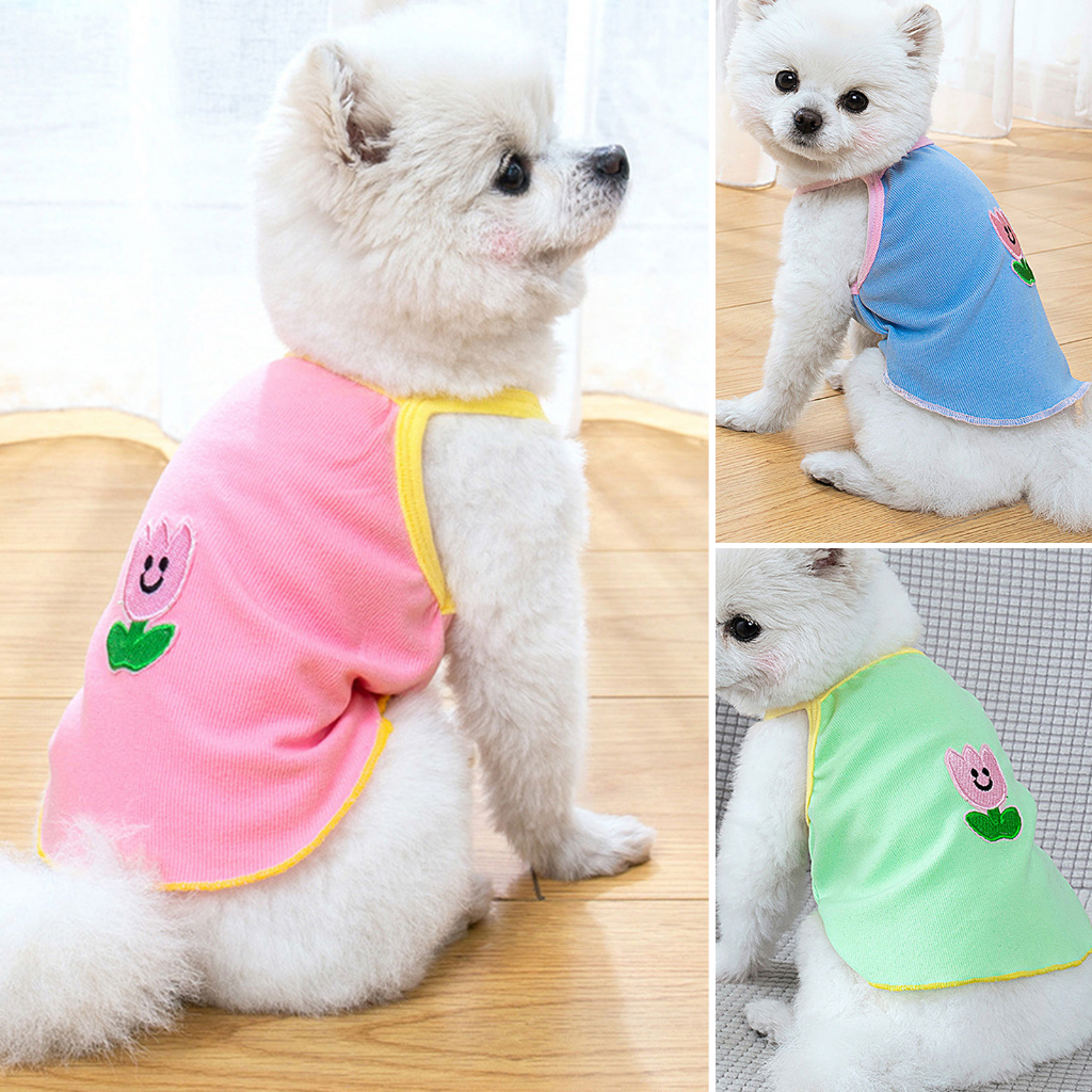 WWA Áo thun thể thao sát nách thoáng khí phong cách mùa hè dễ thương cho thú cưng